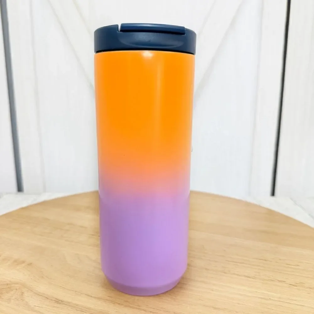 Starbucks Ombre Spring Metal Tumbler Cup With Lid‎ Bunny Hang Tag Orange Purple